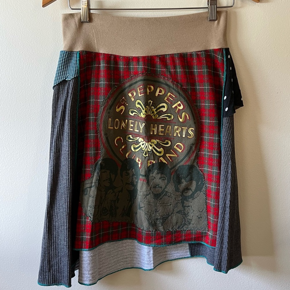 Handmade Upcycled Beatles Skirt